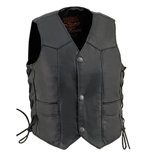 Milwaukee Leather Kids Leather Vest Large | Classic Western Style, Side Lace & Snap Closure thumbnail 1
