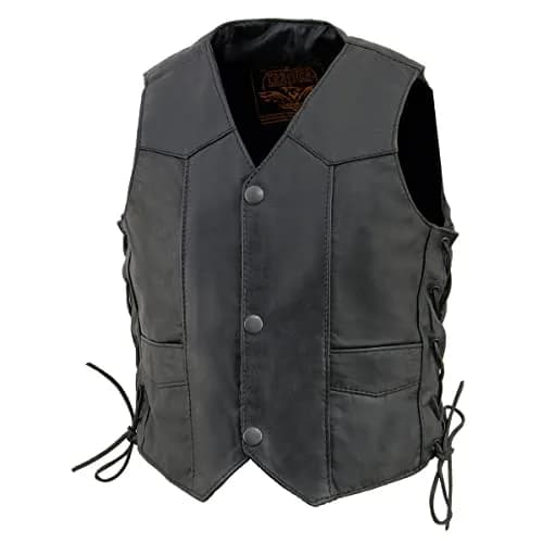 Milwaukee Leather Kids Leather Vest Large | Classic Western Style, Side Lace & Snap Closure thumbnail 5