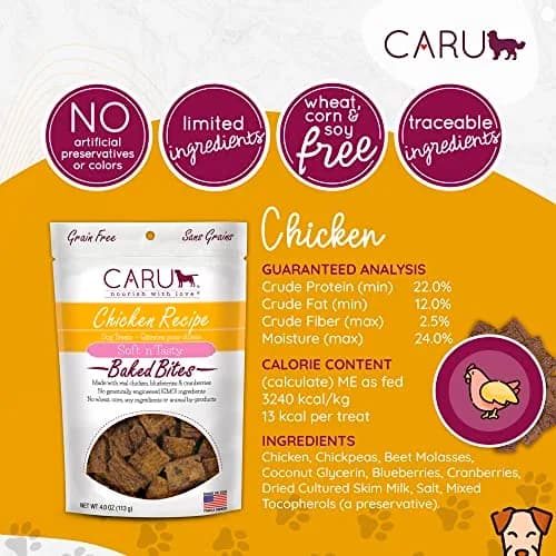 Caru Soft 'n Tasty Baked Bites - Chicken Dog Treats 4 oz | Wholesome Training Snacks thumbnail 3