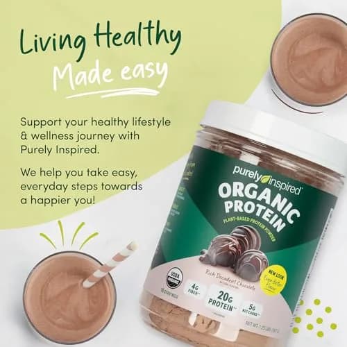 Purely Inspired Plant-Based Protein Powder, Rich Decadent Chocolate | 20g Vegan Protein, Gluten-Free, Non-GMO, USDA Organic, 16 Servings thumbnail 6
