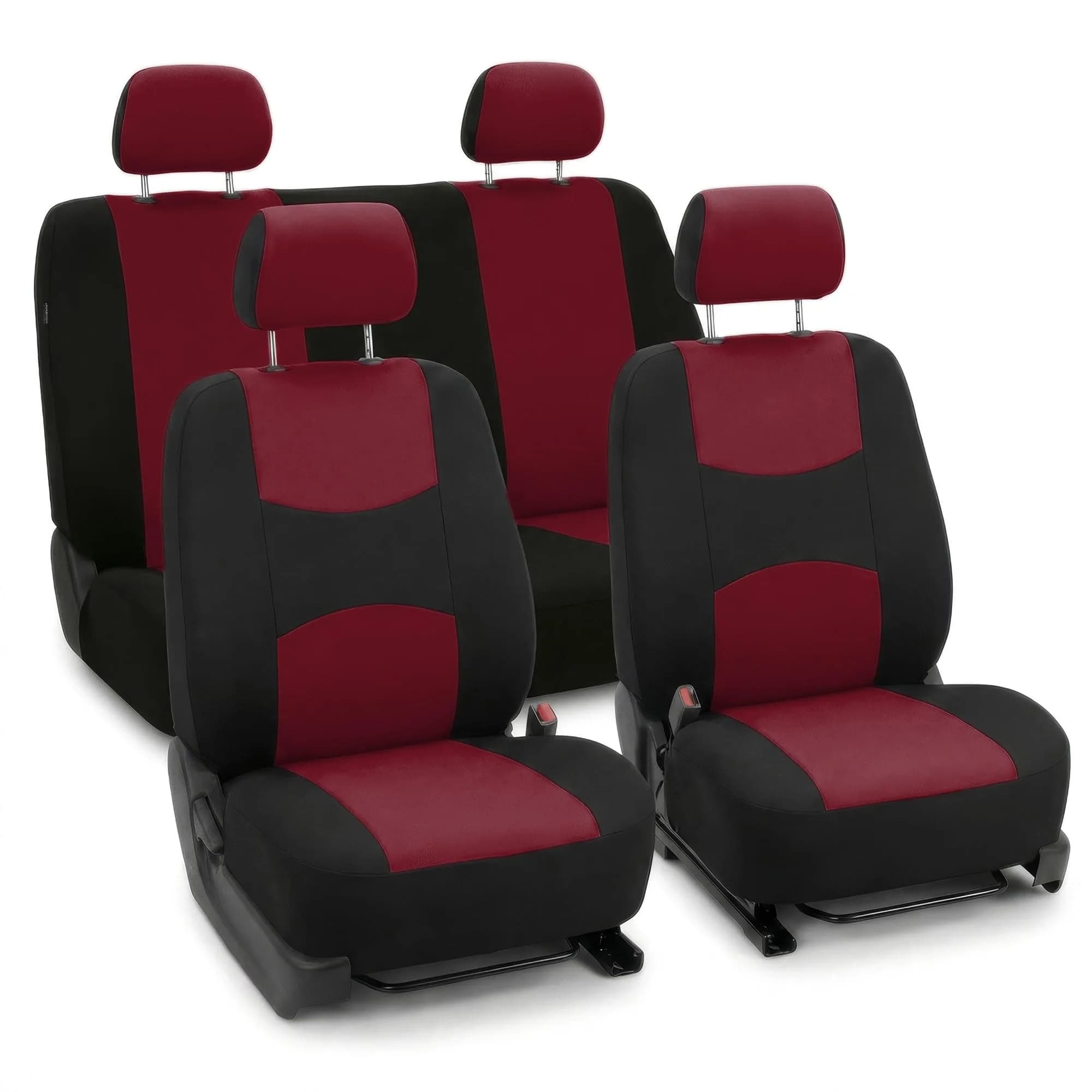 FH Group Cloth Car Seat Covers Set, Universal Fit Burgundy | Waterproof & Washable — Burgundy