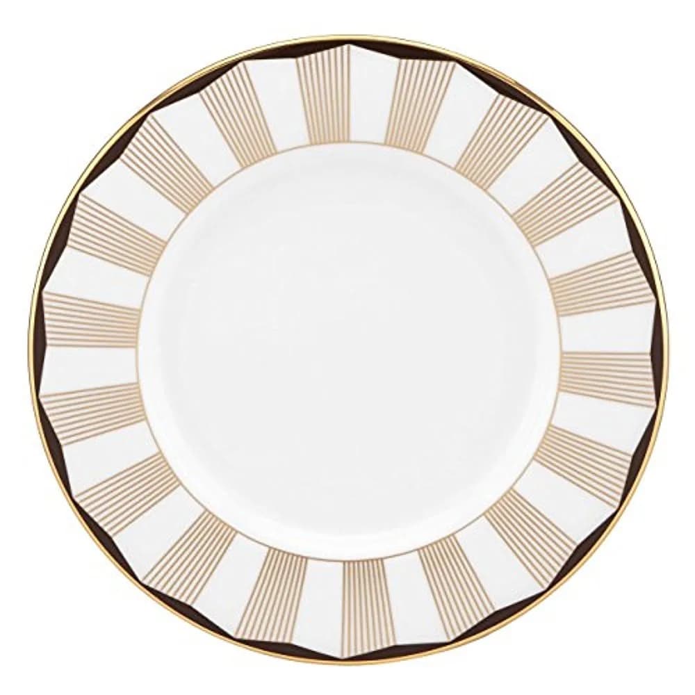 Lenox Audrey Saucer 4.75" White Bone China | Elegant Geometric Pattern with Gold Trim