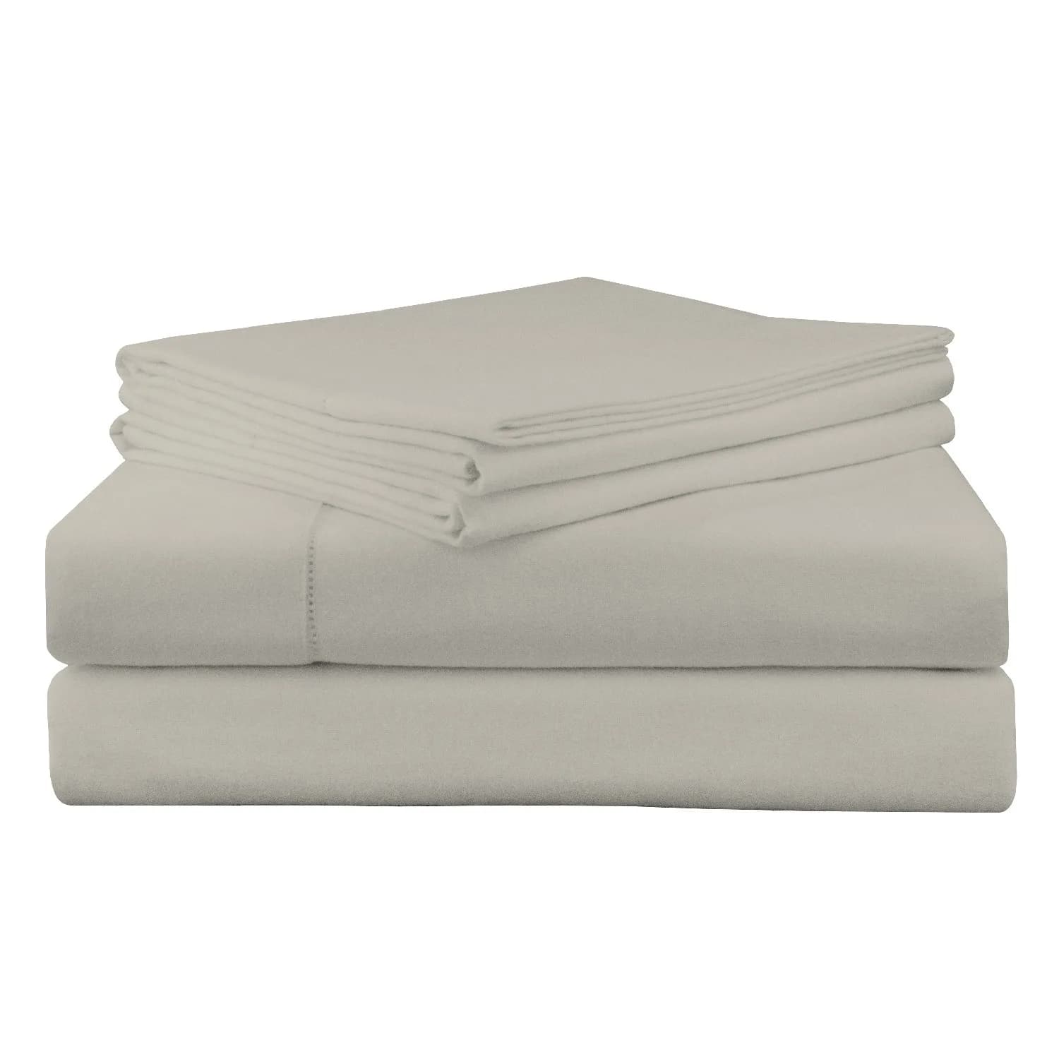 Pointehaven Twin Cotton Flannel Sheet Set | Warm & Cozy 200 GSM, Silver Grey, Pre-Shrunk, Deep Pockets - main product image