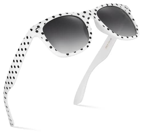 Retro Rewind Trendy Polka Dot Sunglasses for Women UV400 Protection | Vintage Style with Gradient Smoke Lenses thumbnail 1