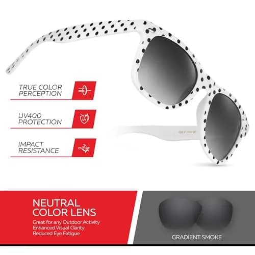 Retro Rewind Trendy Polka Dot Sunglasses for Women UV400 Protection | Vintage Style with Gradient Smoke Lenses thumbnail 4