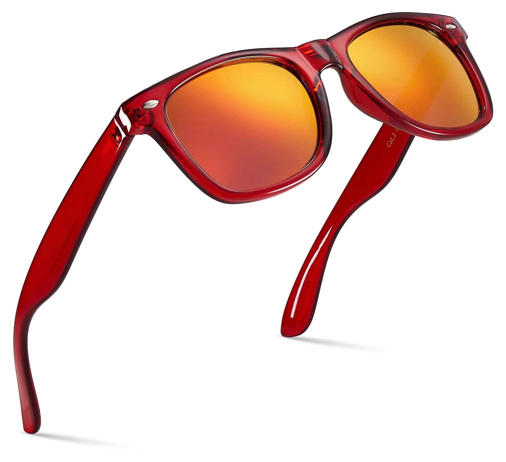 Retro Rewind Colorful Trendy 80s Mirrored Sunglasses for Women Men UV400 | Classic Retro Square Frame, UV Protection, Unisex Fit — Translucent Red | Revo Red Mirror