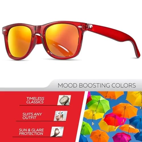 Retro Rewind Colorful Trendy 80s Mirrored Sunglasses for Women Men UV400 | Classic Retro Square Style thumbnail 2