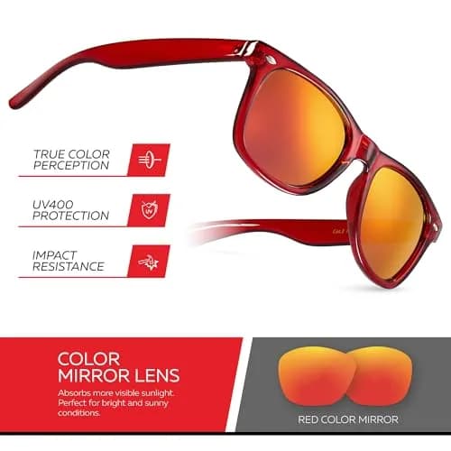 Retro Rewind Colorful Trendy 80s Mirrored Sunglasses for Women Men UV400 | Classic Retro Square Style thumbnail 3