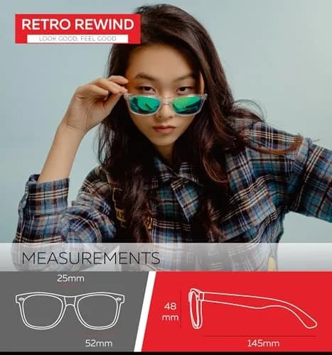 Retro Rewind Colorful Trendy 80s Mirrored Sunglasses for Women Men UV400 | Classic Retro Square Frame, UV Protection, Unisex Fit thumbnail 5