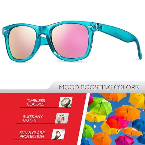 Retro Rewind Colorful Trendy 80s Mirrored Sunglasses for Women Men UV400 | Classic Retro Square Frame, UV Protection, Unisex Fit thumbnail 2