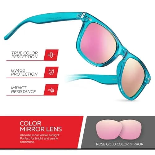 Retro Rewind Colorful Trendy 80s Mirrored Sunglasses for Women Men UV400 | Classic Retro Square Frame, UV Protection, Unisex Fit thumbnail 3