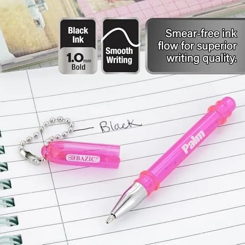 BAZIC PRODUCTS Palm Ballpoint Pens, Key Chain, Black Ink, 5 Ct, 3-Pack | Compact, Refillable, Smooth Ink thumbnail 2