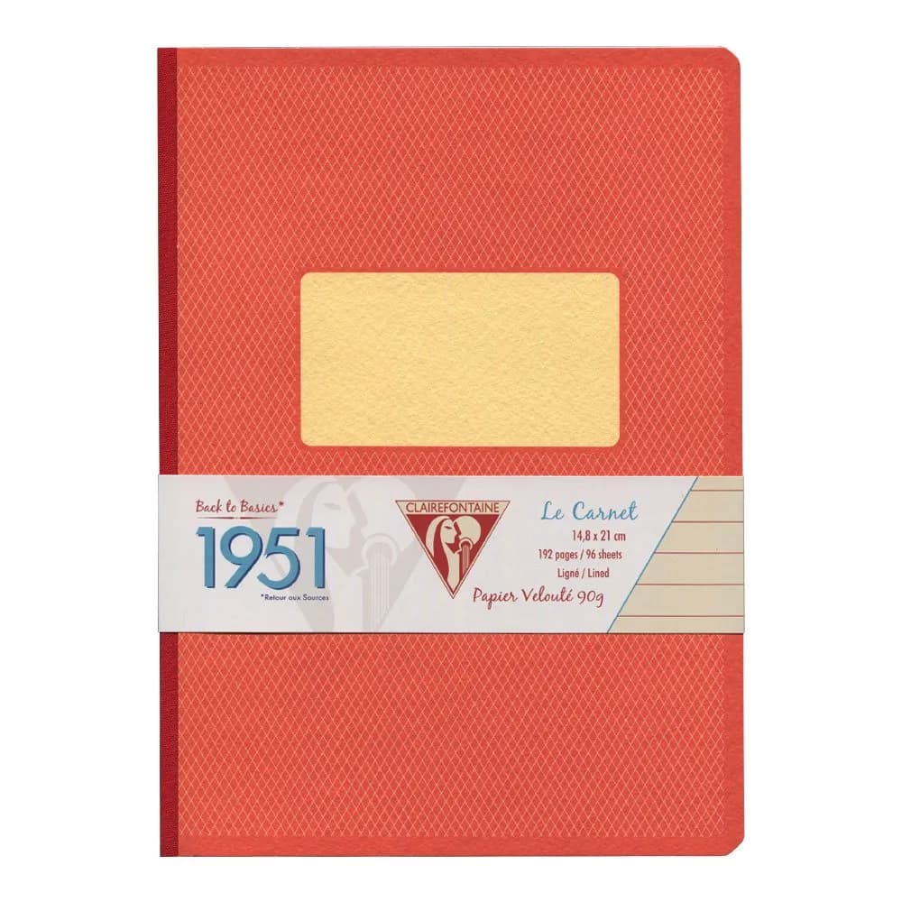 Clairefontaine 'Back to Basics 1951' Clothbound Notebook 5 3/4" x 8 1/4" | Premium French Craftsmanship — Red Coral