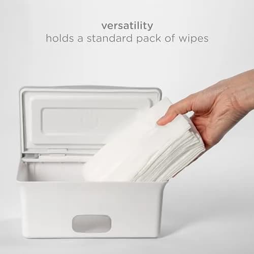 Ubbi Baby Wipes Dispenser with Weighted Plate, Gray | Easy One-Handed Wipe Access thumbnail 7