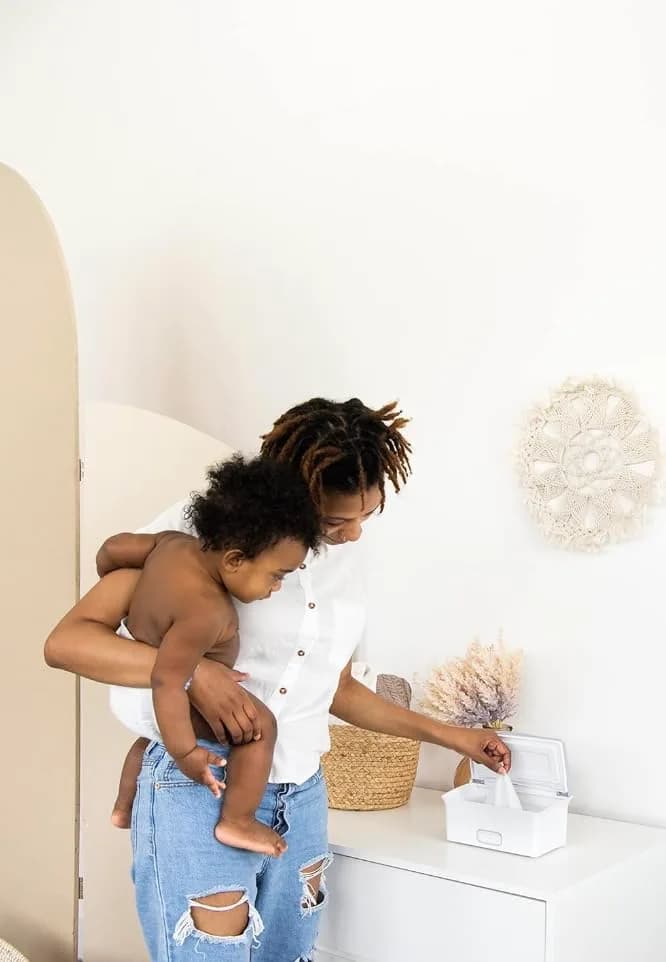 Ubbi Baby Wipes Dispenser with Weighted Plate, Gray | Easy One-Handed Wipe Access thumbnail 10