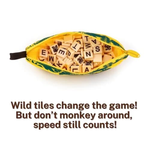 Bananagrams WildTiles Lettered Tile Game 156 g (5.5 oz) | Educational Spelling Improvement Game for Ages 7+ thumbnail 4