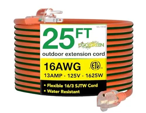 GoGreen Power GG-13725 25 ft (7.62 m) Outdoor Extension Cord with Lighted End | Heavy Duty Contractor Grade 16/3 SJTW thumbnail 1