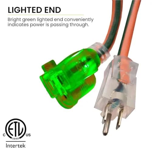 GoGreen Power GG-13725 25 ft (7.62 m) Outdoor Extension Cord with Lighted End | Heavy Duty Contractor Grade 16/3 SJTW thumbnail 3