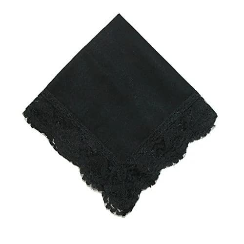 CTM Women's Twilight Beauty Black Lace Handkerchief 11.5 x 11.5 in | Elegant memorial accessory thumbnail 1