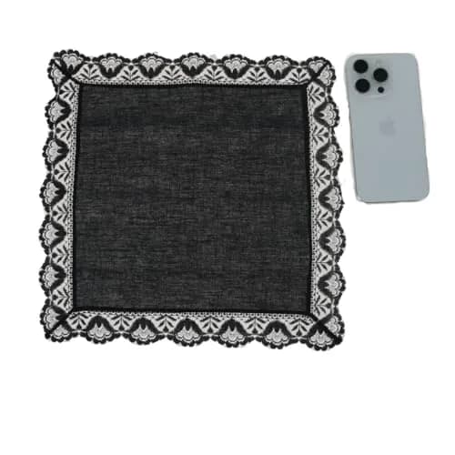 CTM Women's Twilight Beauty Black Lace Handkerchief 11.5 x 11.5 in | Elegant memorial accessory thumbnail 4