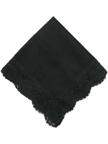 CTM Women's Twilight Beauty Black Lace Handkerchief 11.5 x 11.5 in | Elegant memorial accessory thumbnail 5