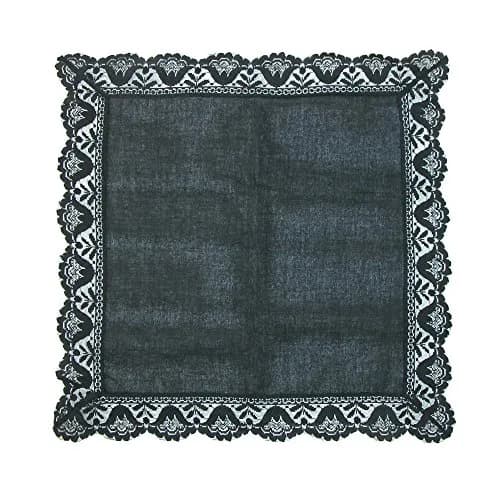 CTM Women's Twilight Beauty Black Lace Handkerchief 11.5 x 11.5 in | Elegant memorial accessory thumbnail 2