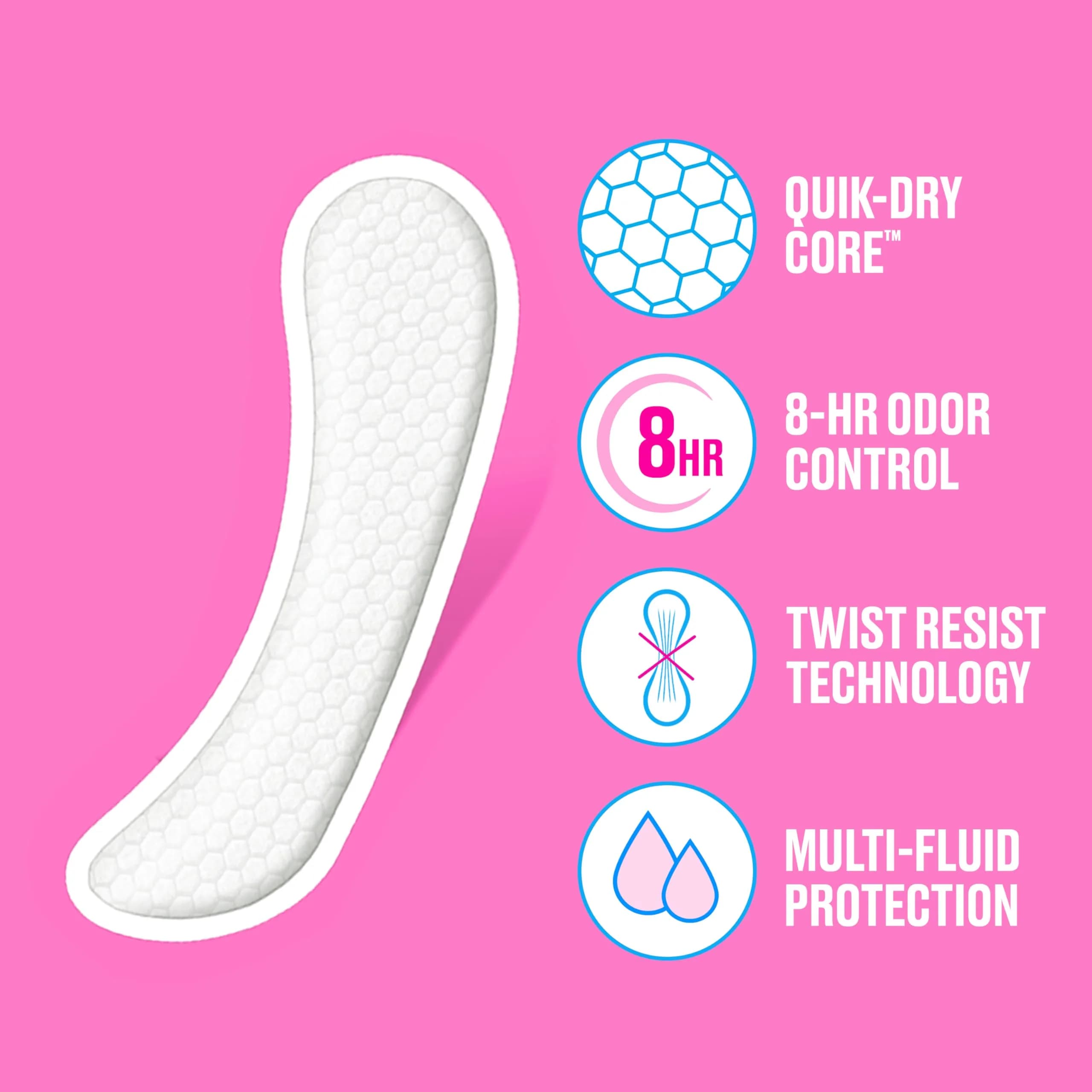 Carefree Extra Long Panty Liners Wrapped Unscented, 93 Count | Daily Feminine Protection for Light Periods and Leaks - view 3