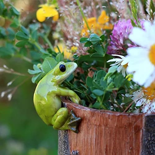 Top Collection Miniature Fairy Garden and Terrarium Frog Flower Pot and Vase Hugger, Mini | Hand-Painted Resin Fairy Figurine, 1.5" thumbnail 2