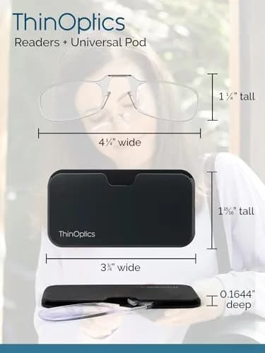 ThinOptics Pod Reading Glasses - Slim Armless Pocket Readers 2x | Ultra-Light, Portable & Durable thumbnail 5
