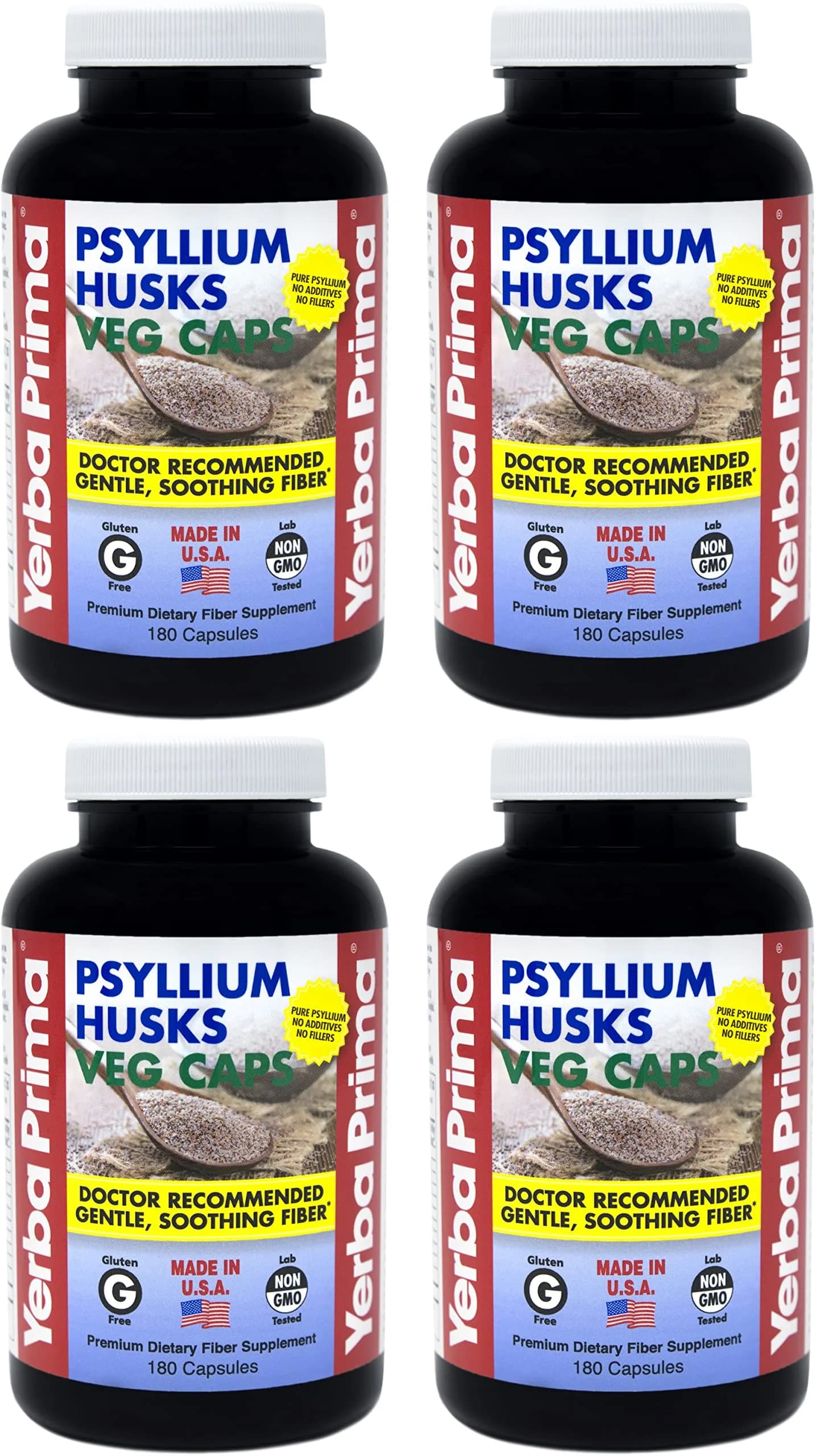 Yerba Prima Psyllium Husks Veg Caps - 720 Count | Vegan, Non-GMO, Gluten Free for Gut & Heart Health