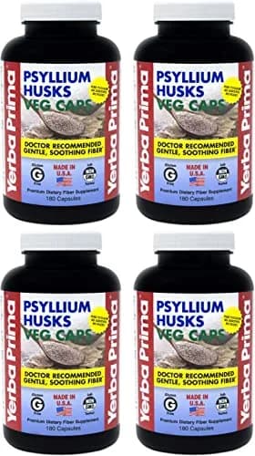 Yerba Prima Psyllium Husks Veg Caps - 720 Count | Vegan, Non-GMO, Gluten Free for Gut & Heart Health thumbnail 1