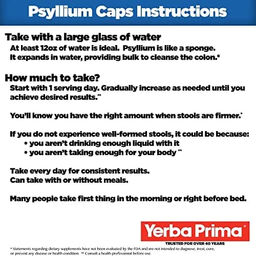 Yerba Prima Psyllium Husks Veg Caps - 720 Count | Vegan, Non-GMO, Gluten Free for Gut & Heart Health thumbnail 6