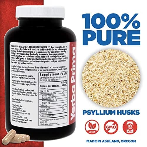 Yerba Prima Psyllium Husks Veg Caps - 720 Count | Vegan, Non-GMO, Gluten Free for Gut & Heart Health thumbnail 7
