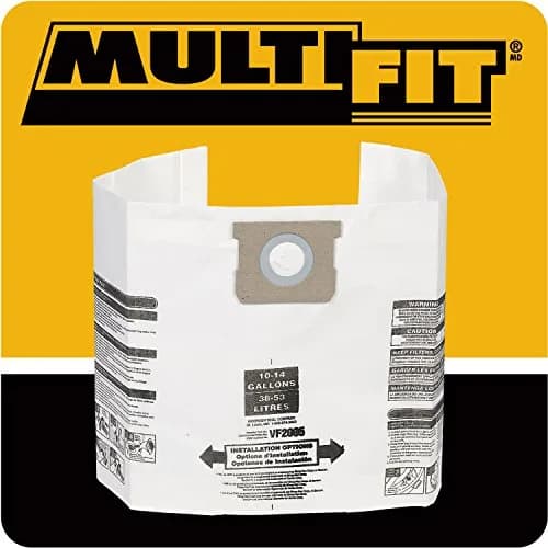 MULTI FIT VF2005TP 10-14 Gal. Wet Dry Shop Vacuum Dust Collection Bags | 6-Pack for Dry Use thumbnail 2