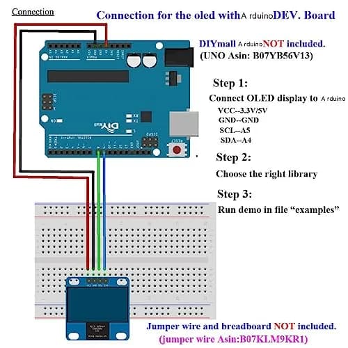 DIYmall 0.96" OLED Module I2C IIC Serial 128X64 OLED Display Module SSD1306 Driver for Arduino 51 MSP420 STIM32 SCR Raspberry PI (1pc X Blue) thumbnail 3
