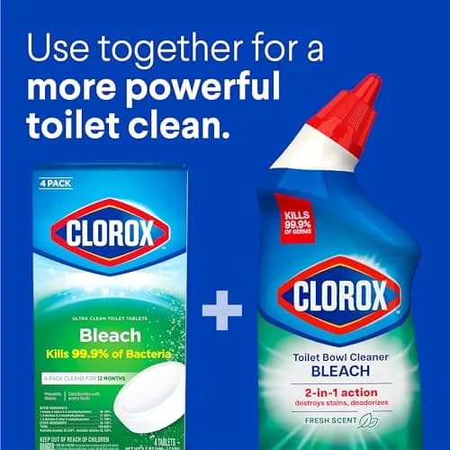 Clorox Ultra Clean Toilet Tablets Bleach 4 Count | Kills 99.9% of Bacteria & Prevents Stains thumbnail 7