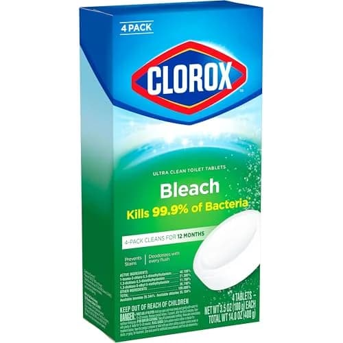 Clorox Ultra Clean Toilet Tablets Bleach 4 Count | Kills 99.9% of Bacteria & Prevents Stains thumbnail 8