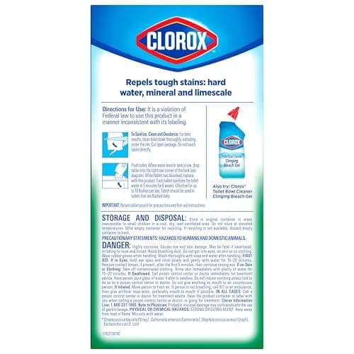 Clorox Ultra Clean Toilet Tablets Bleach 4 Count | Kills 99.9% of Bacteria & Prevents Stains thumbnail 9