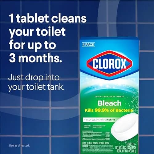 Clorox Ultra Clean Toilet Tablets Bleach 4 Count | Kills 99.9% of Bacteria & Prevents Stains thumbnail 3