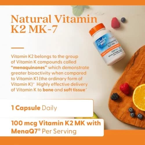 Doctor's Best Natural Vitamin K2 MK-7 Supplement 100 mcg (60 Veg Caps) | Bone & Soft Tissue Support with MenaQ7 thumbnail 4