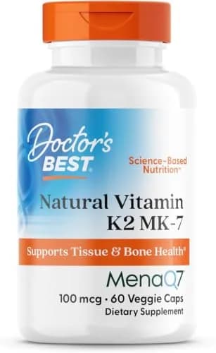 Doctor's Best Natural Vitamin K2 MK-7 Supplement 100 mcg (60 Veg Caps) | Bone & Soft Tissue Support with MenaQ7 thumbnail 1