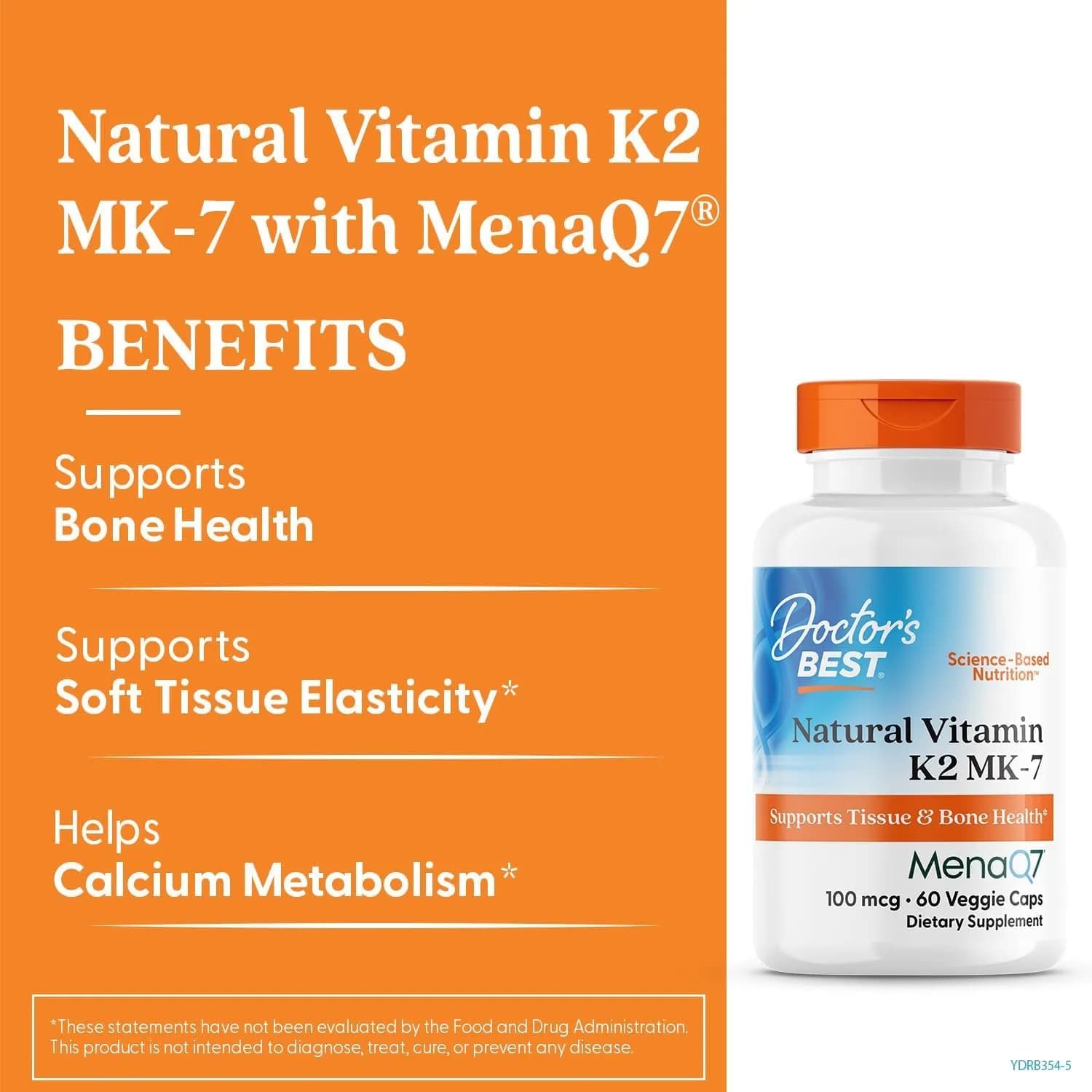 Doctor's Best Natural Vitamin K2 MK-7 Supplement 100 mcg (60 Veg Caps) | Bone & Soft Tissue Support with MenaQ7 - view 2