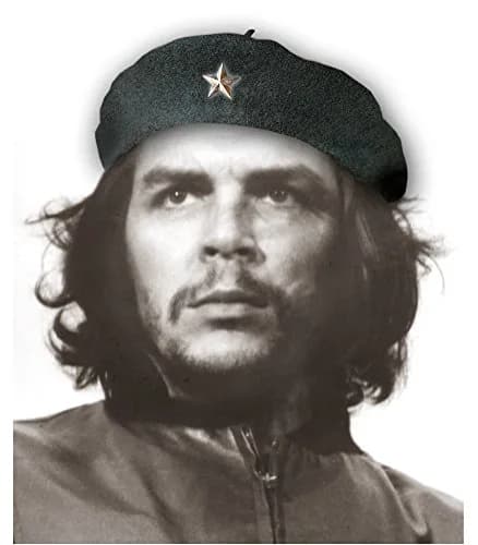 Che Guevara Store Black Original Beret with Silver Star, Large Size 60-63 cm (23.5-24.8") | Handmade Wool Military Style thumbnail 1
