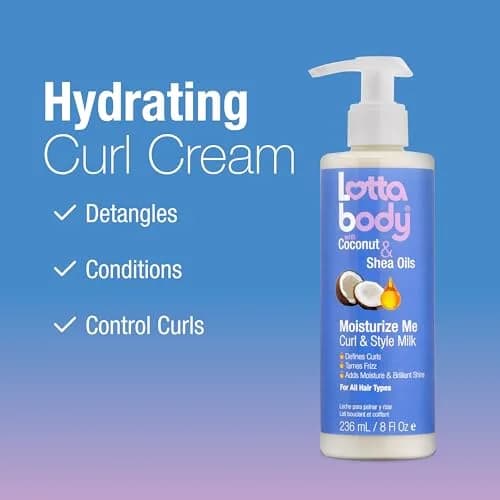 Lottabody Moisture Me Curl & Style Milk with Coconut & Shea Oils, 8 oz | Hydrates, Defines & Softens Curly Hair thumbnail 4