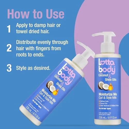 Lottabody Moisture Me Curl & Style Milk with Coconut & Shea Oils, 8 oz | Hydrates, Defines & Softens Curly Hair thumbnail 7
