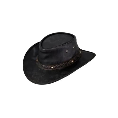Outback Trading Company Iron Bark Leather Cowboy Hat Medium Chocolate | UPF 50 Sun Protection thumbnail 1