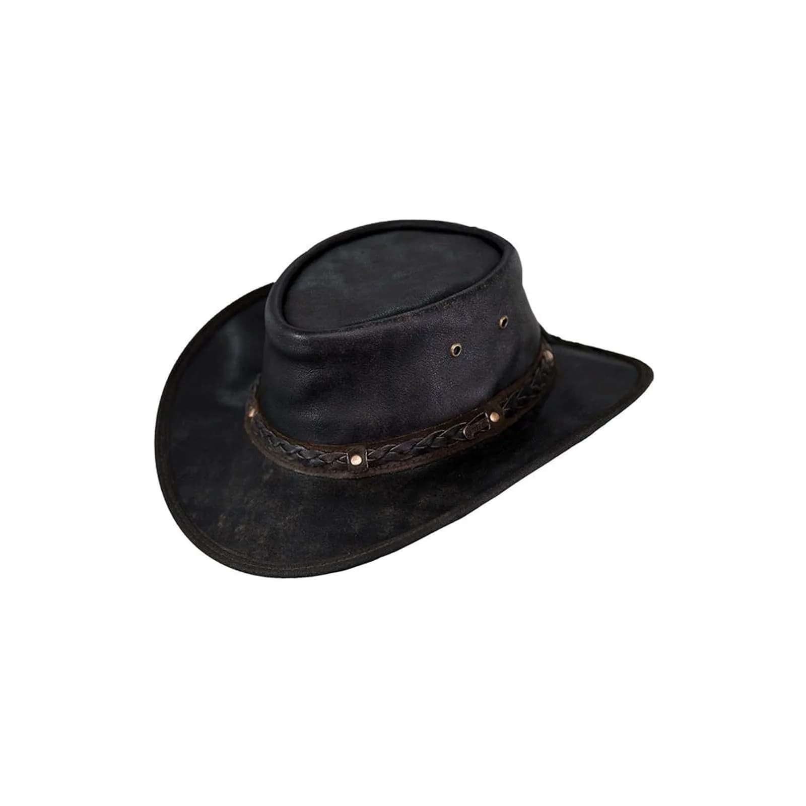 Outback Trading Iron Bark Leather Cowboy Hat 3-inch Brim, Chocolate, X-Large | UPF 50 Sun Protection - main product image