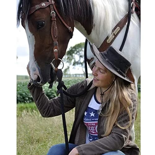 Outback Trading Men's Iron Bark Leather Cowboy Hat Small Chocolate | UPF 50+ Sun Protection thumbnail 3