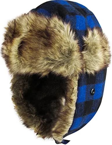 KBETHOS KBW-604 Roy-BLK Lumberjack Plaid Aviator Trapper Hat One Size | Classic Winter Style with Ear Flaps thumbnail 1