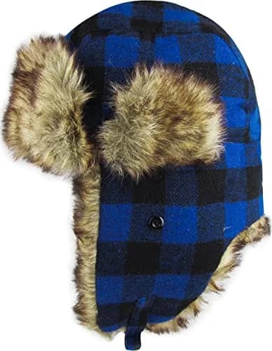 KBETHOS KBW-604 Roy-BLK Lumberjack Plaid Aviator Trapper Hat One Size | Classic Winter Style with Ear Flaps thumbnail 3